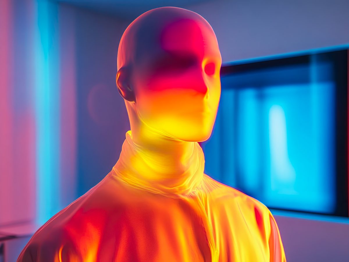 Imagem térmica infravermelha do corpo humano em exame de termografia